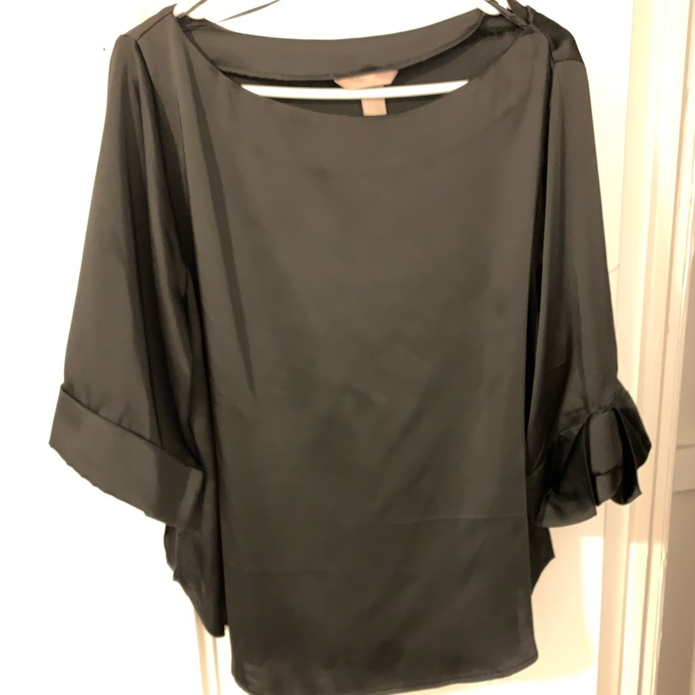 Silk black short sleeve H&M blouse size 14